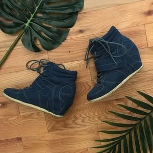 Blue High Heel Sneakers